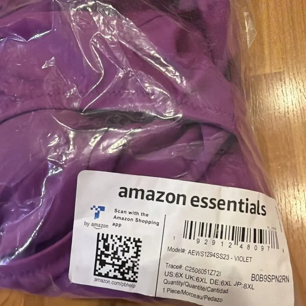 Amazon Essentials Women's One-Piece Coverage Swimsuit Violet Women’s 6X NWT